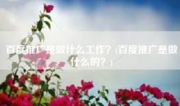百度推广是做什么工作？(百度推广是做什么的？)