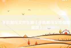 手机解压文件在哪（手机解压文件在哪里找）