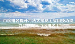 百度排名提升方法大揭秘（实用技巧助力网站提高百度排名）