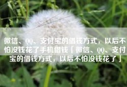 微信、QQ、支付宝的借钱方式，以后不怕没钱花了手机借钱「微信、QQ、支付宝的借钱方式，以后不怕没钱花了」