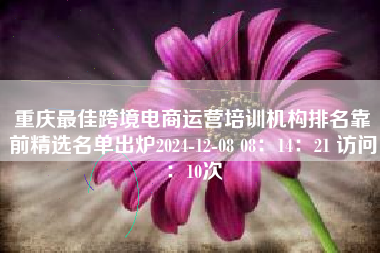 重庆最佳跨境电商运营培训机构排名靠前精选名单出炉2024-12-08 08：14：21 访问：10次