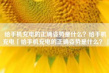 给手机充电的正确姿势是什么？给手机充电「给手机充电的正确姿势是什么？」