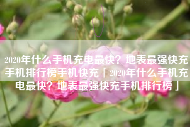 2020年什么手机充电最快？地表最强快充手机排行榜手机快充「2020年什么手机充电最快？地表最强快充手机排行榜」